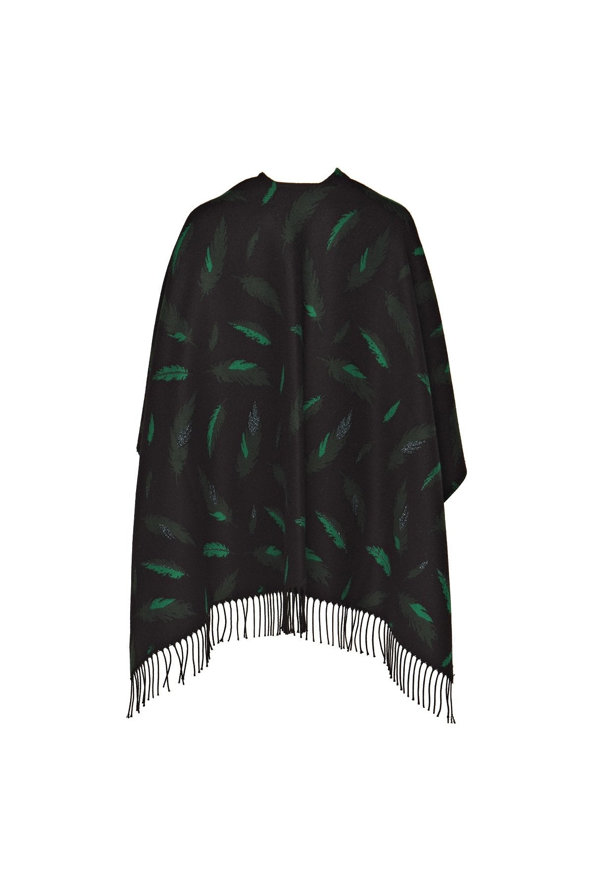 Jimmy Hourihan Fringed Shawl with Feather Motif #9224