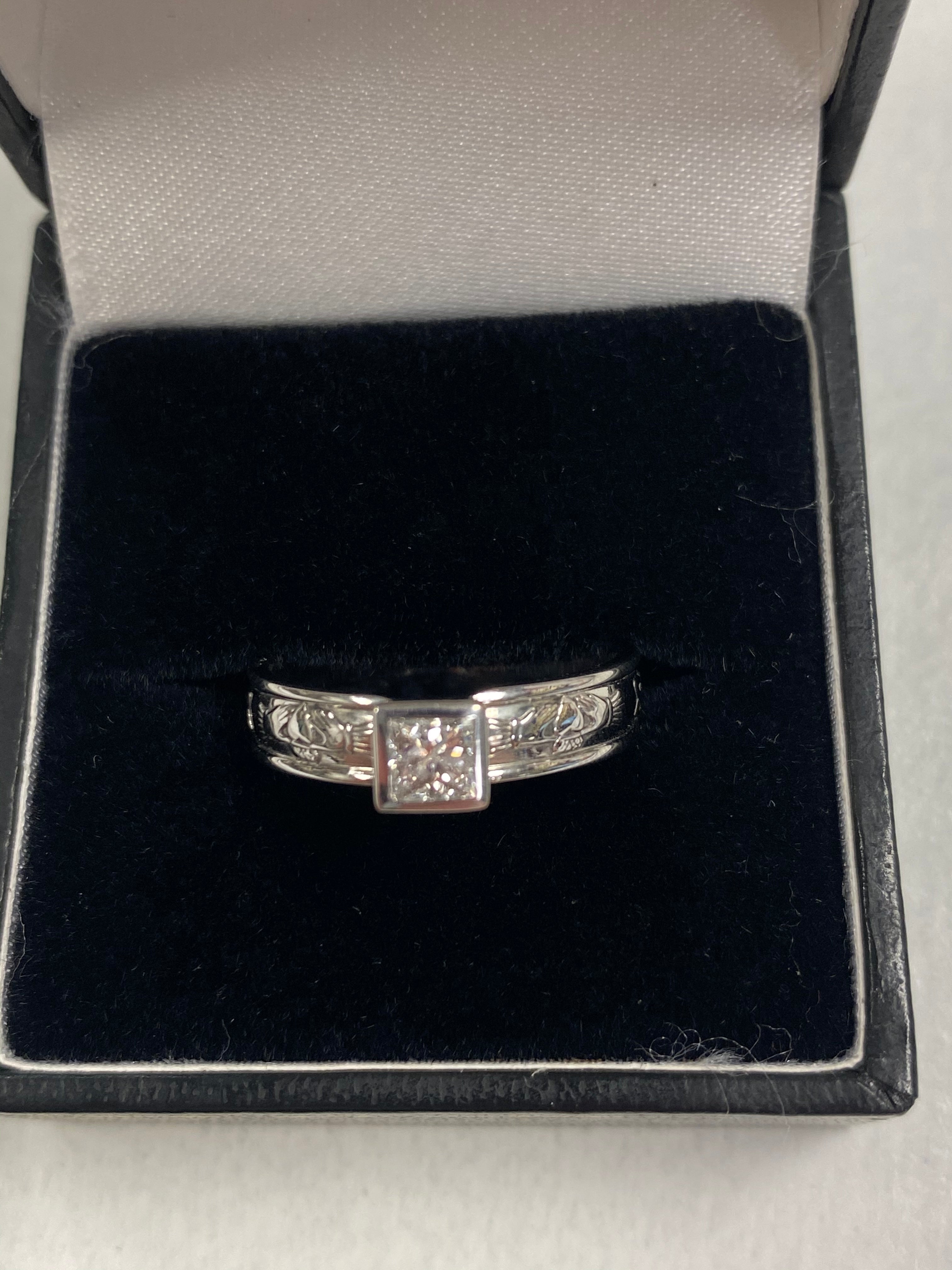 White Gold Engagement Ring with Real Diamond