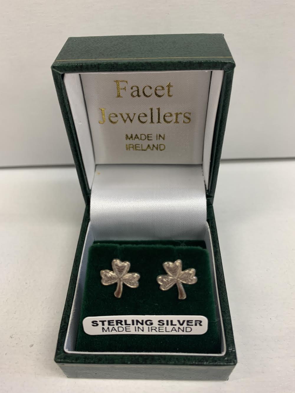 Silver Stud Shamrock Earrings