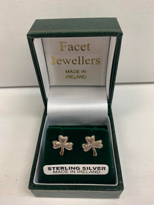 Silver Stud Shamrock Earrings