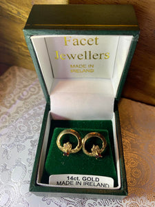 14k Gold Claddagh July Earrings
