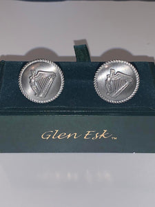 Large Silver Cufflinks with Harps