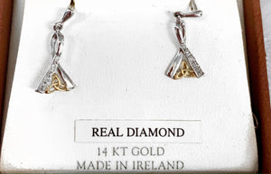 14K Gold Trinity Earrings with Real Diamonds