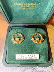10K Gold Claddagh Earrings Clip On