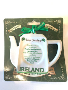 Irish blessing tea pot ornament