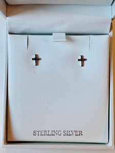 Silver Children's Cross Earrings (small) N3176