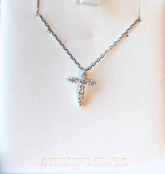 Silver Children's Cubic Zirconia Cross