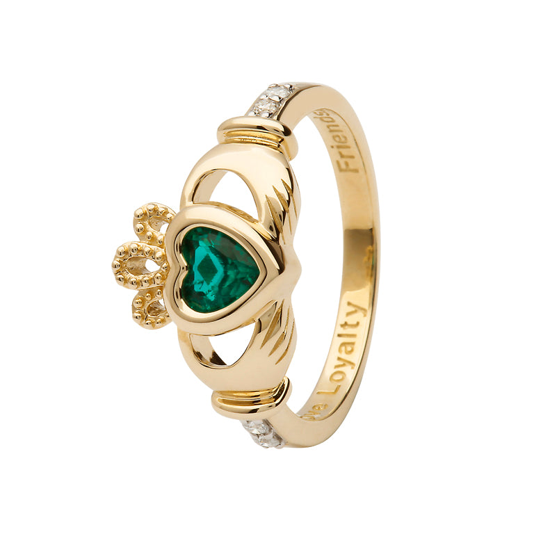 14K Gold Claddagh Birthstone Ring