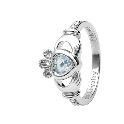 14K Gold Claddagh Birthstone Ring