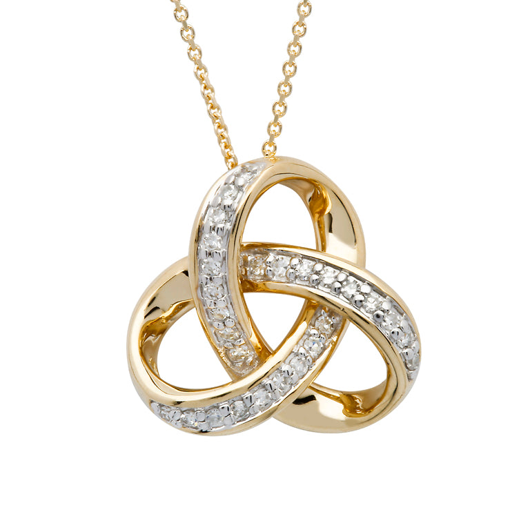 14K Diamond Set Trinity Necklace .25ct