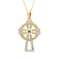 14K Gold Emerald Diamond Cross