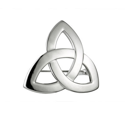 RHODIUM PLATED TRINITY KNOT BROOCH