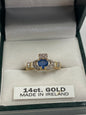 14K Claddagh Gold Sapphire and Diamond Ring