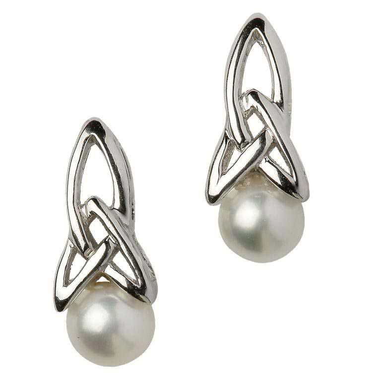 Celtic Silver Pearl Earrings