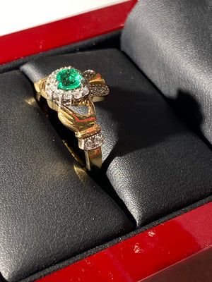14k gold diamond emerald 7595X