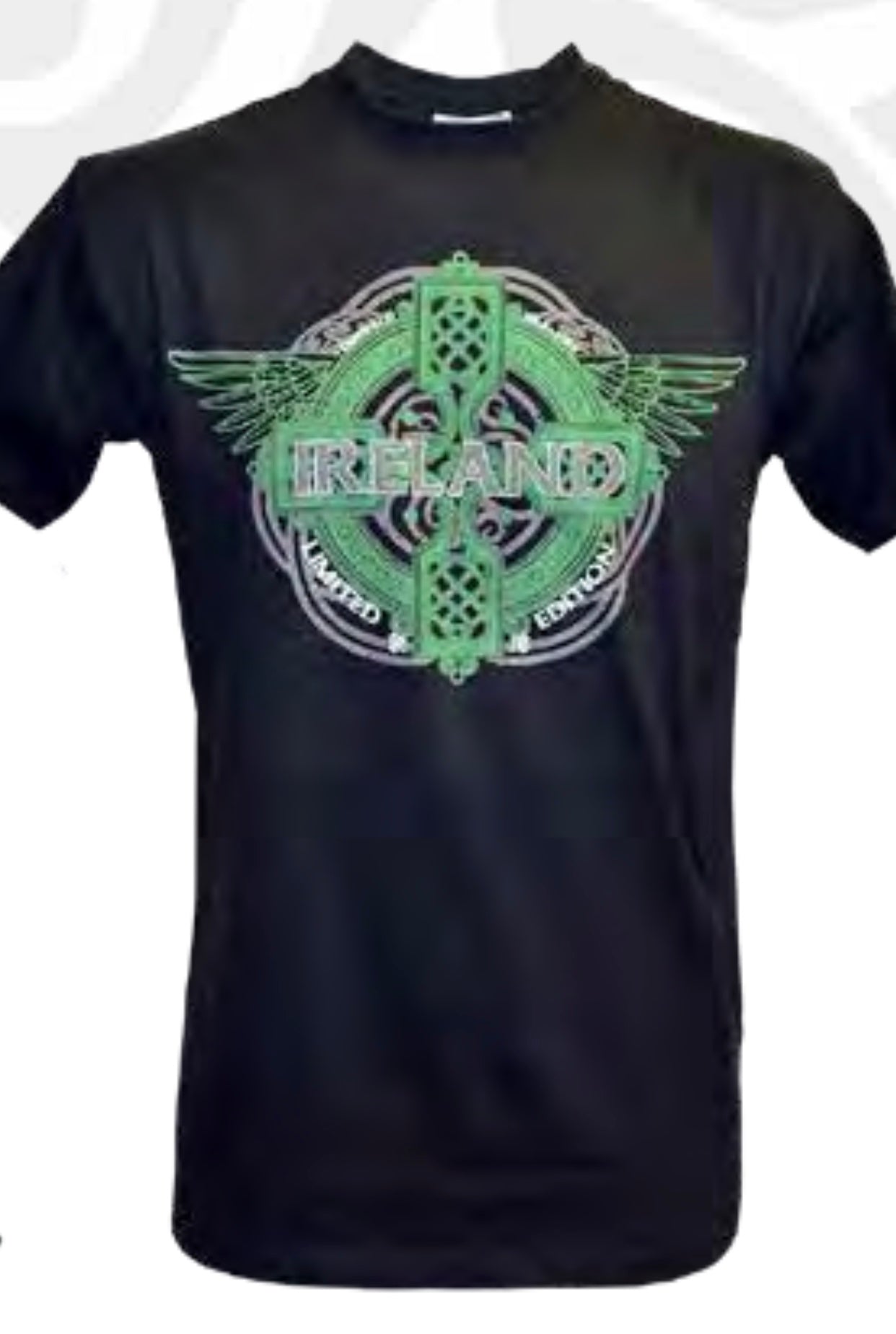 Black Ireland wings Celtic Cross Shirt T1306