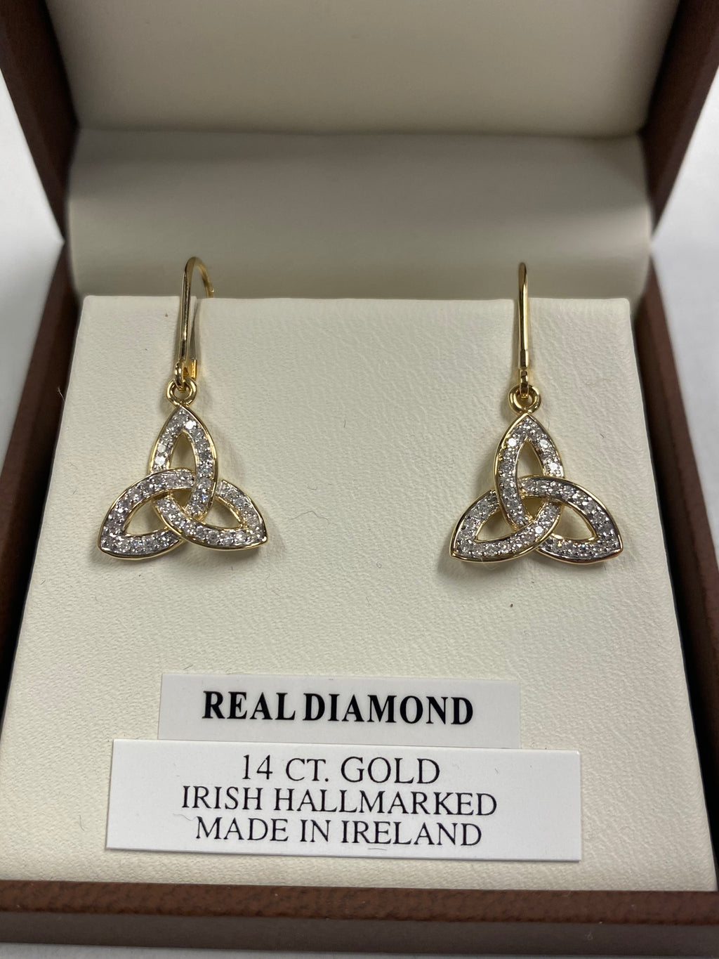 14k Trinity Knot Real Diamond Earrings