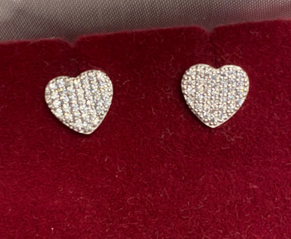 Silver heart pendant and earrings