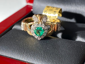 14k gold diamond emerald 7595X