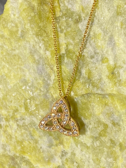 14K Diamond Gold Trinity Knot Pendant P115D