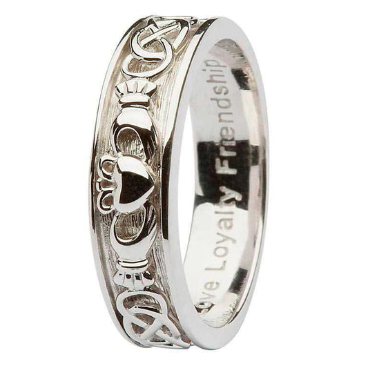 Ladies Silver Claddagh Celtic Wedding Ring