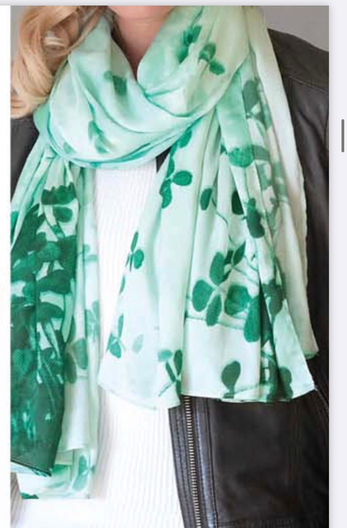 Patrick Francis green/white sham sprig scarf PF1036