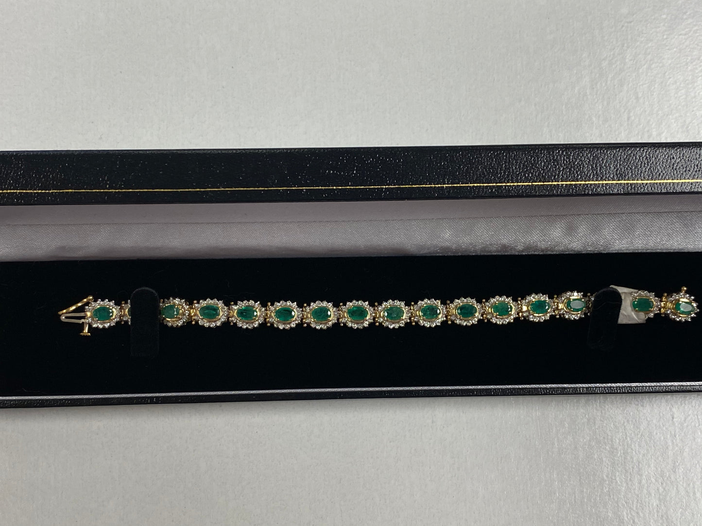 Gold Bracelet with Real Diamonds and Emeralds