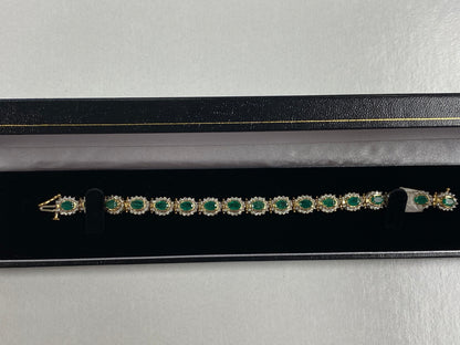 Gold Bracelet with Real Diamonds and Emeralds