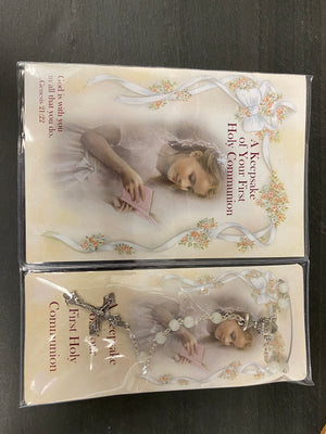 Keepsake first communion booklet with rosary 11400-cob