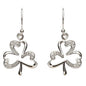 Silver Stone Set Open Shamrock Earrings