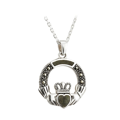 Claddagh S/S Connemara Marble Pendant