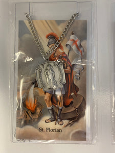 St. Florian firefighters medal with prayer card
