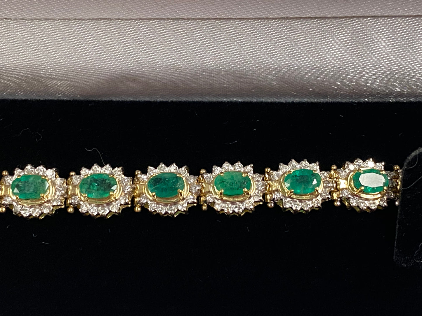 Gold Bracelet with Real Diamonds and Emeralds