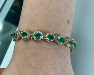 Gold Bracelet with Real Diamonds and Emeralds