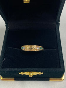 14K Gold Ring with Claddagh and Real Diamond and Emerald
