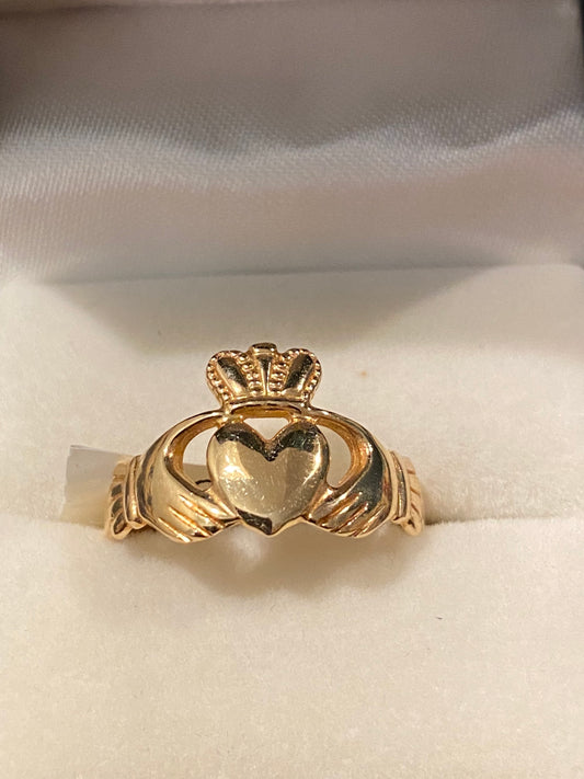 14k Facet Claddagh Ring High Crown #222