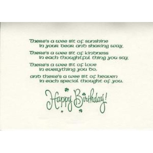 Happy birthday  card green shamrocks