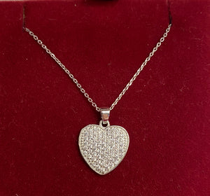 Silver heart pendant and earrings