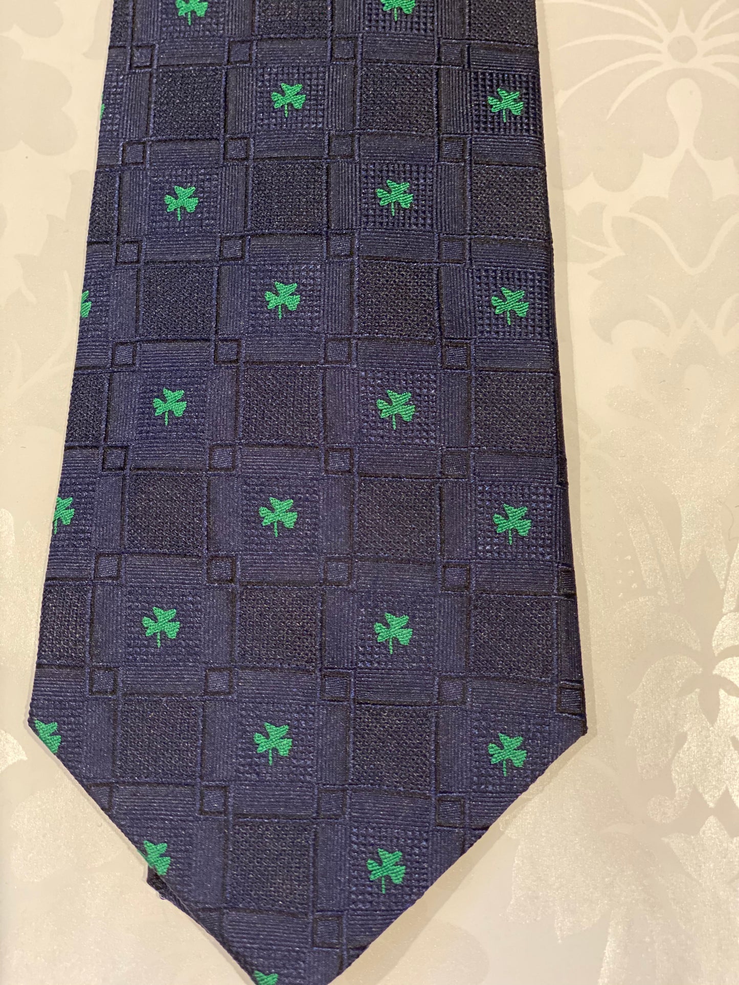 Patrick Francis navy shamrock silk tie pf2012