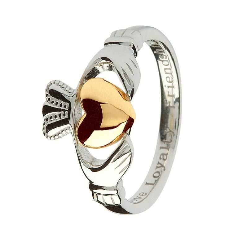 Claddagh Sterling Silver Ring with Real 10K Gold Heart #Item Code: SL96
