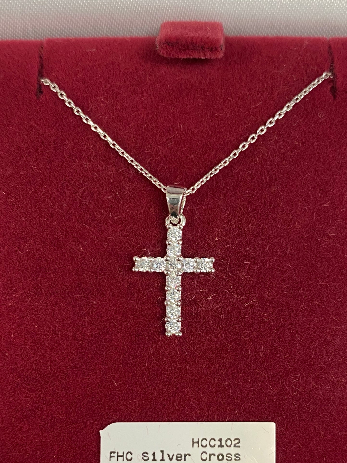 Silver cross with stones HCC102