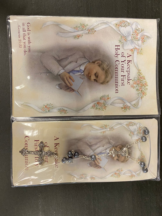 Keepsake first communion booklet with rosary 11400-cob