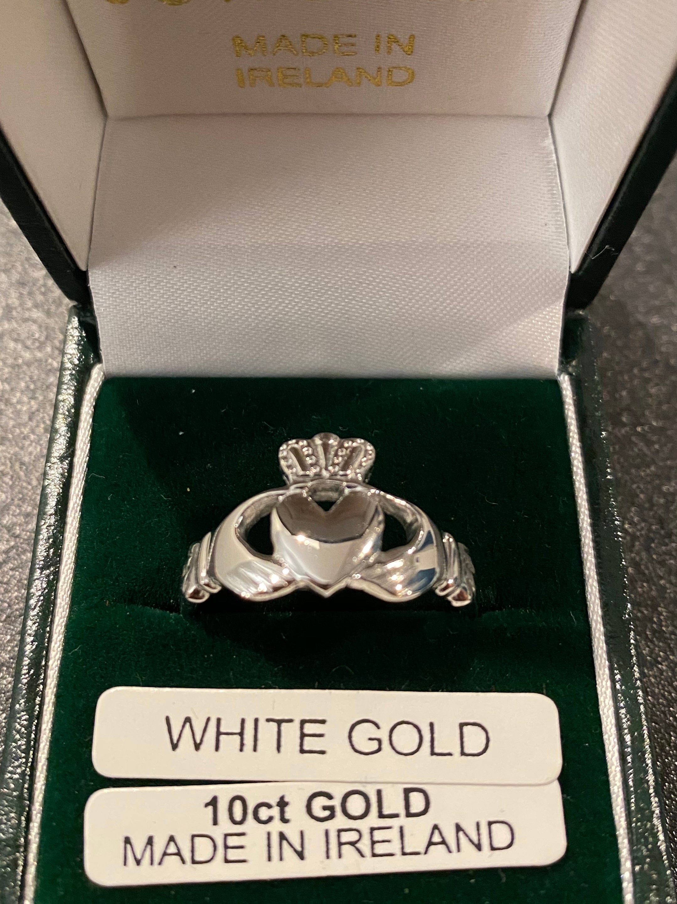 Facet 10k white gold heavy mans claddagh 223wsize 9.5