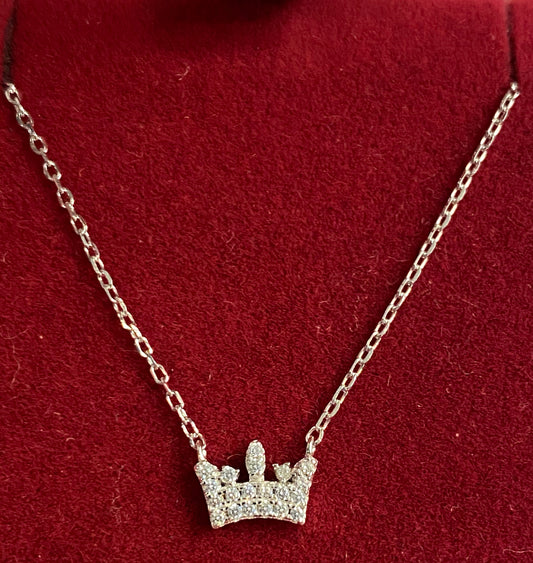 Silver crown pendant and earrings