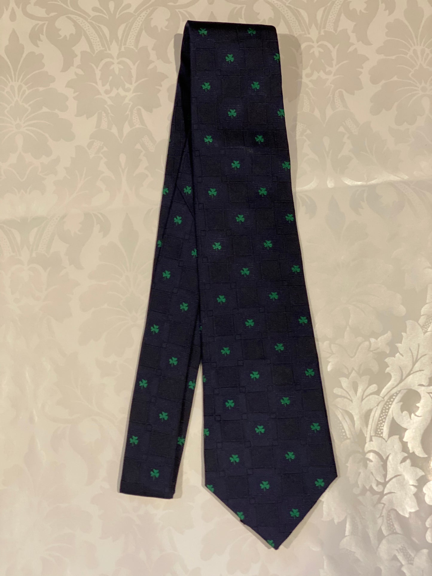 Patrick Francis navy shamrock silk tie pf2012