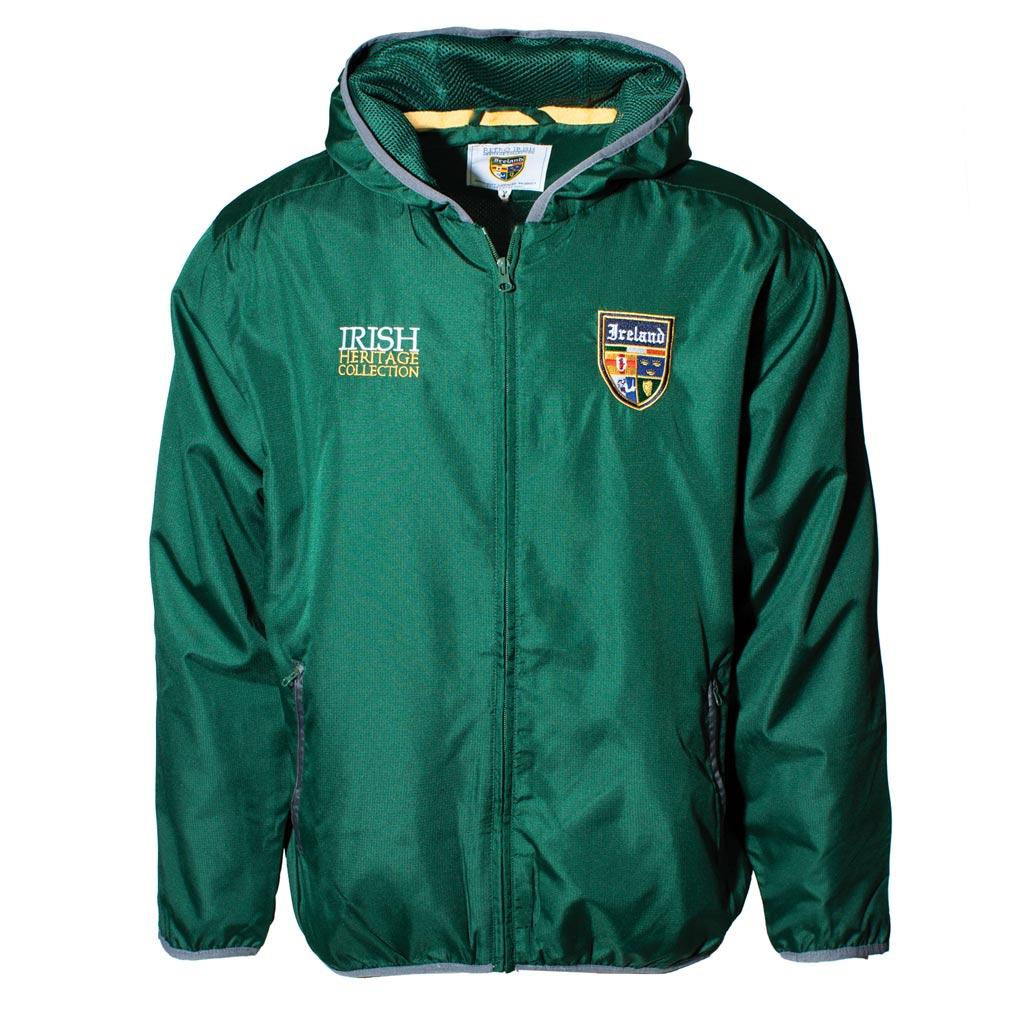 Retro irish full zip hooded weatherproff jacket bottle green 6806