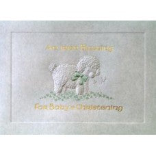 Irish blessing for baby’s christening card with Sheep