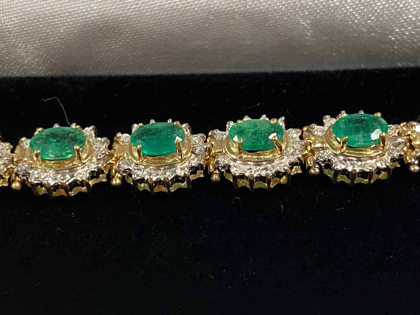 Gold Bracelet with Real Diamonds and Emeralds