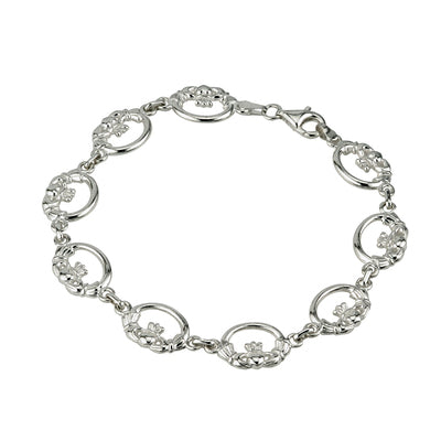 S/S BRACELET 8 CLADDAGH LINKS S5372