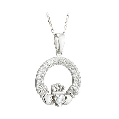 Birthstone CRYSTAL CLADDAGH PENDANT April